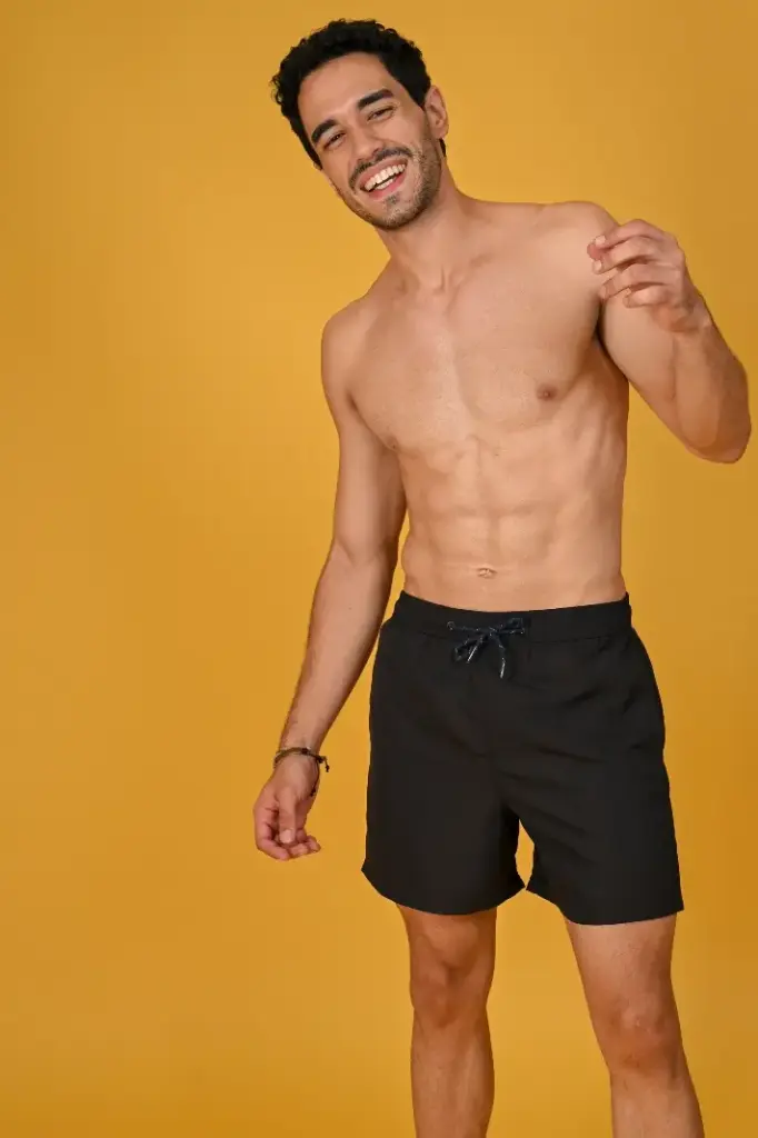 Plain Elastic Swim Shorts