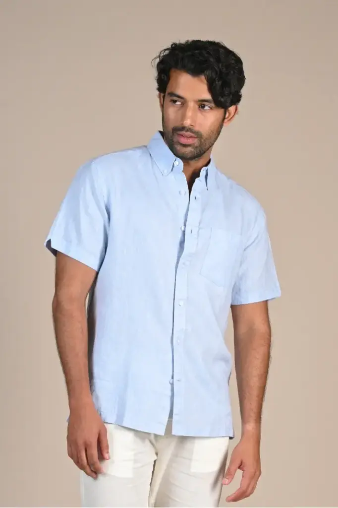 Vacation Leisure: Blue Linen Shirt