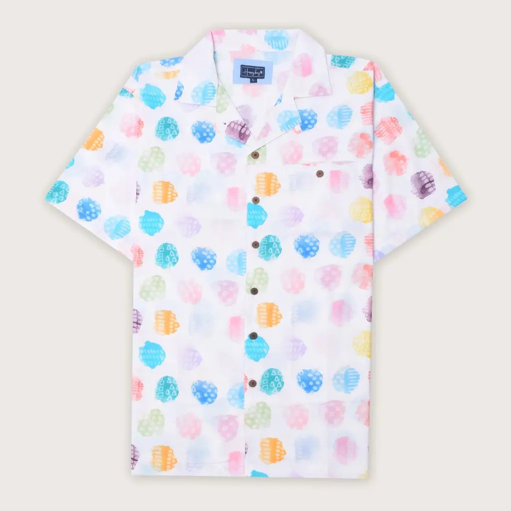 Vibing In Vibrant Colour White Resort Shirt