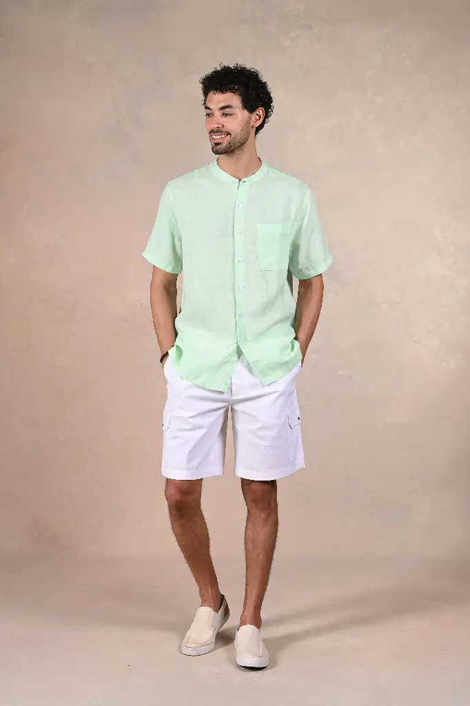 Breezy Basics Pure Linen Shirt- Clearly Aqua
