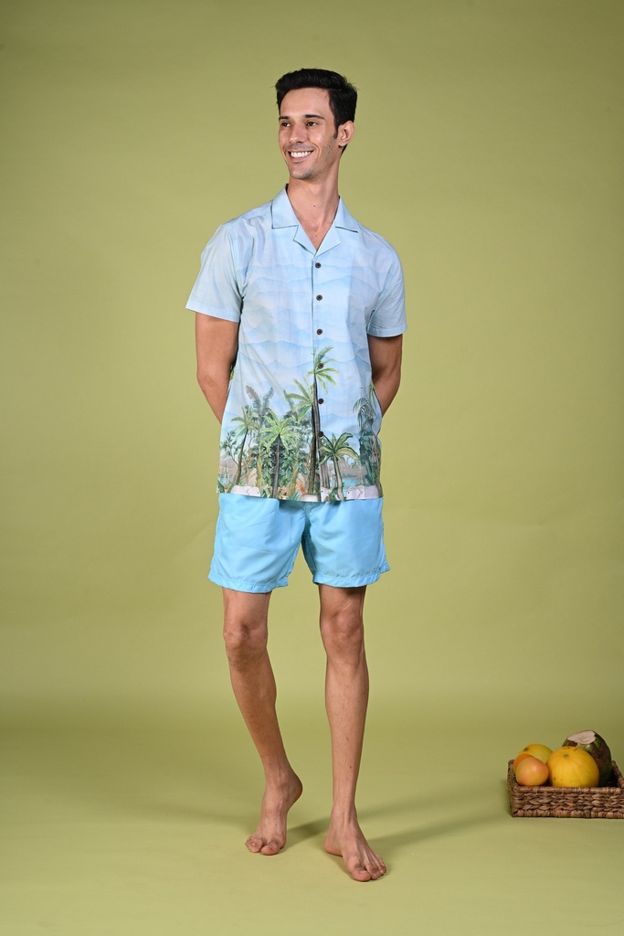 Exotic Escape Resort Shirt- Pastel Blue
