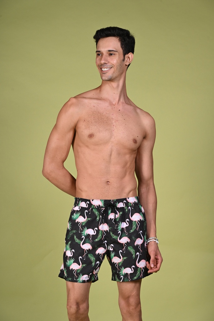 Get Flocked Up! Swim Shorts- Black Beauty