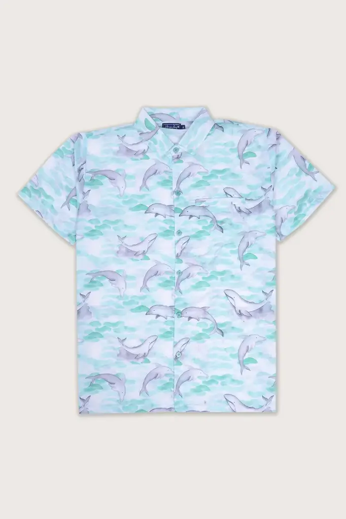 Life is better with Dolphins
Dive into Bliss Hawaiian Shirt- Blanc de Blanc
