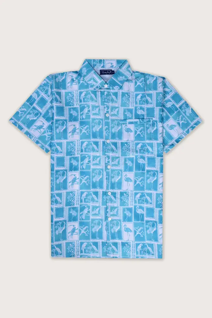 Refreshing Retreat Hawaiian Shirt- Blue Turquoise