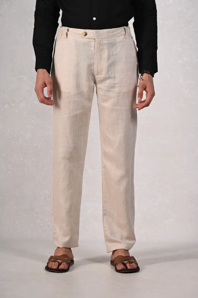 Sandy Shores Pure Linen Pant- Beige