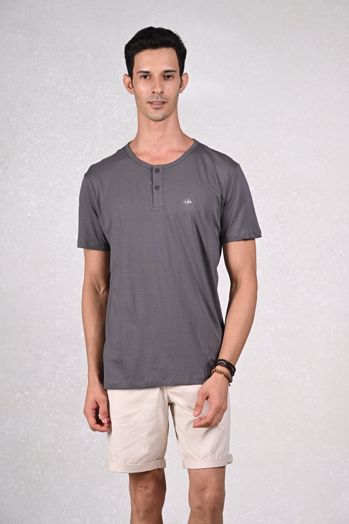 Sunset Glow
Zesty Delight Henley T-Shirt- Iron Gate