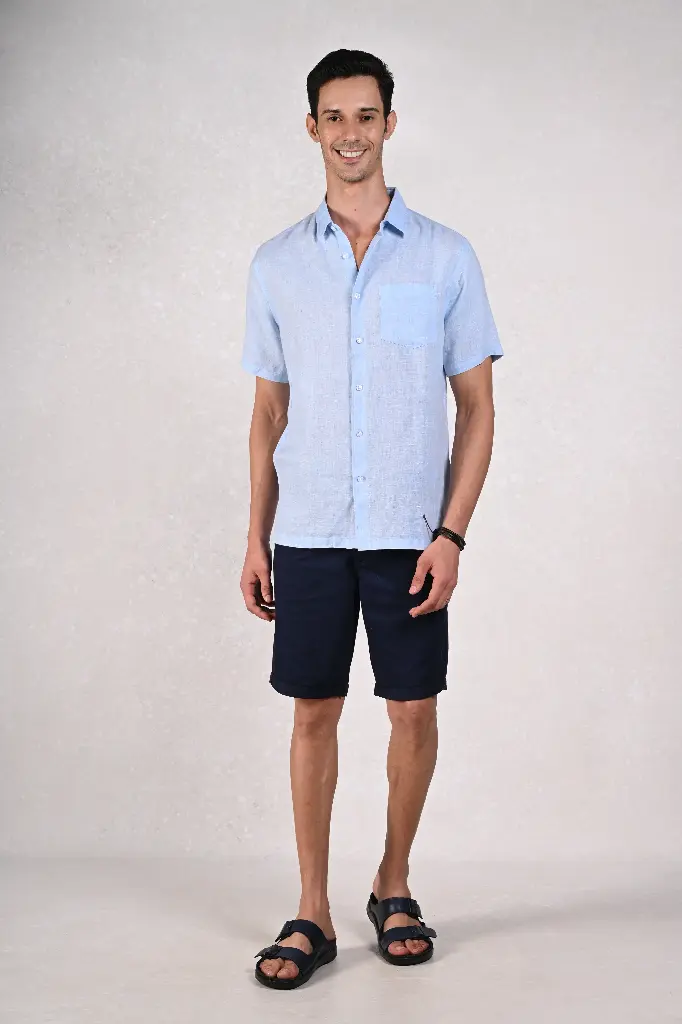 Timless Basics Pure Linen Shirt- Ice Water