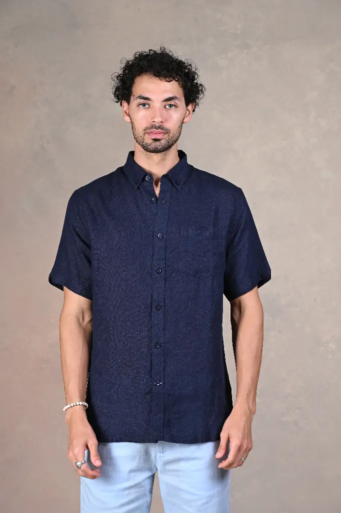 Timless Basics Pure Linen Shirt- Pageant Blue