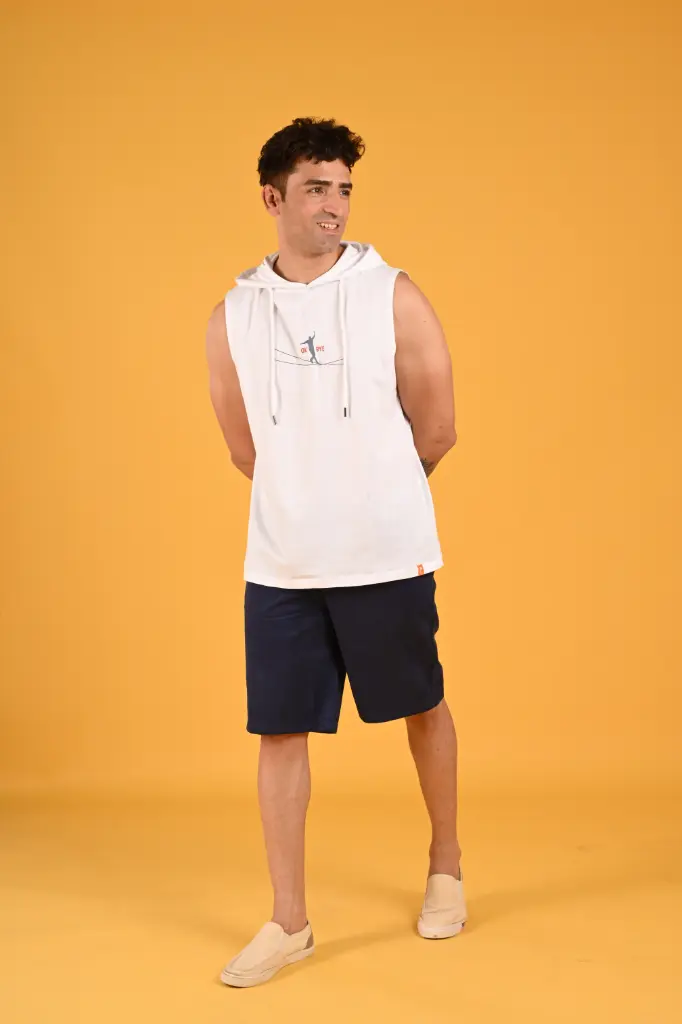 Sleeveless Statement: "OK BYE" Hoodie- Bright White