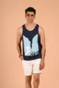 "Good Day to Surf" Tank Tshirt- Pageant Blue
