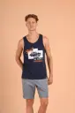 "Road to Adventure" Tank Tshirt- Pageant Blue