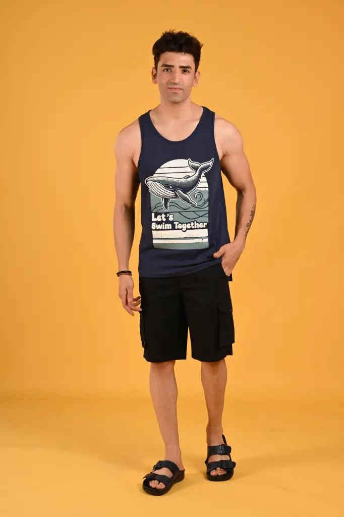 The "Whale of a Time" Coastal Tank Tshirt- Pageant Blue