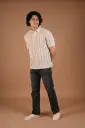 Breezy Textured Stripe Polo Tshirt- Nautical