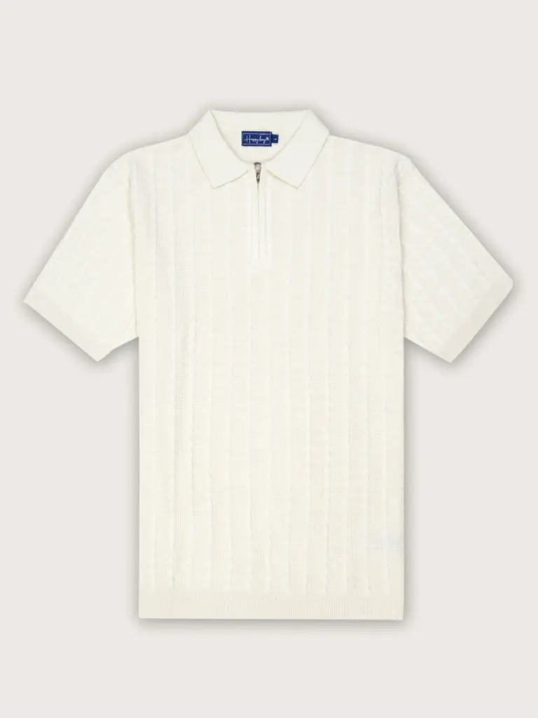 The Sophisticated Voyager Polo Tshirt-Cable Knit Butter