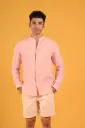 El Mandarin Classic Pure Linen Shirt-  Blushing Rose
