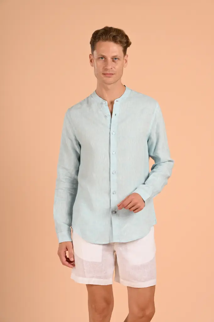 El Mandarin Classic Pure Linen Shirt-  Salt Air