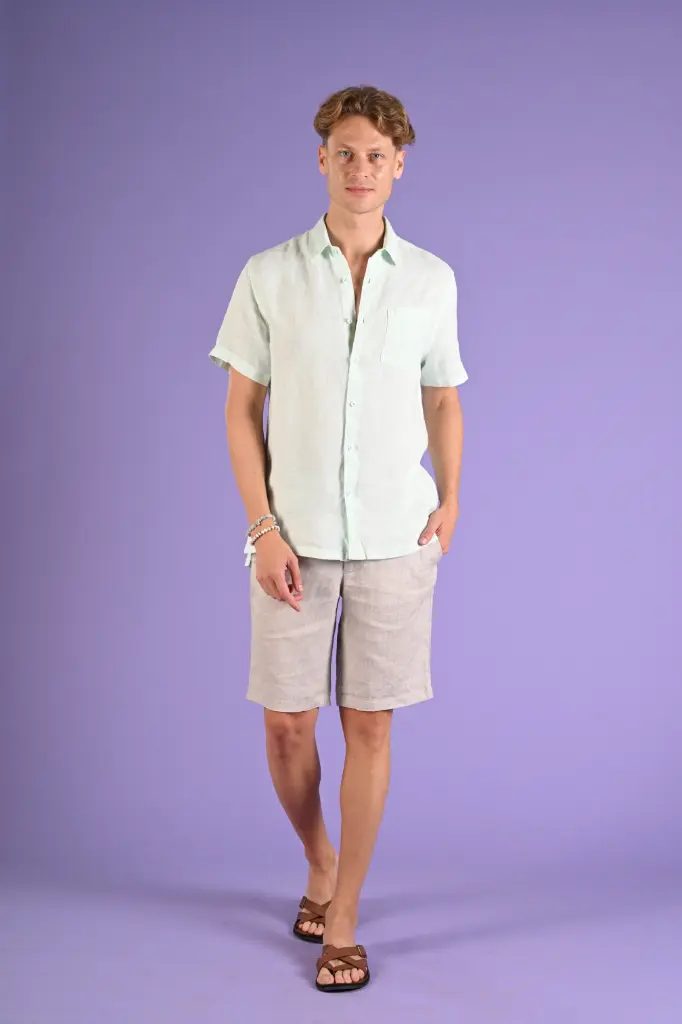 Timless Basics Pure Linen Shirt-  Clearly Aqua