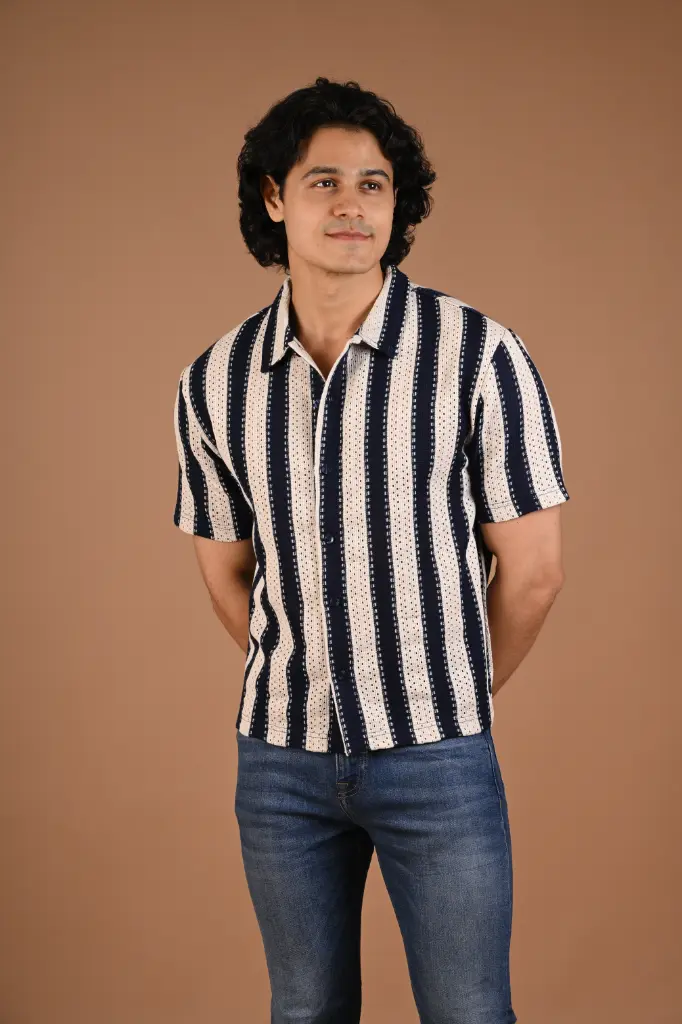 Black & White Textured Summer Shirt
