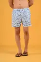 The Daily Catch Multi-Blue Fish-Print Swim Shorts