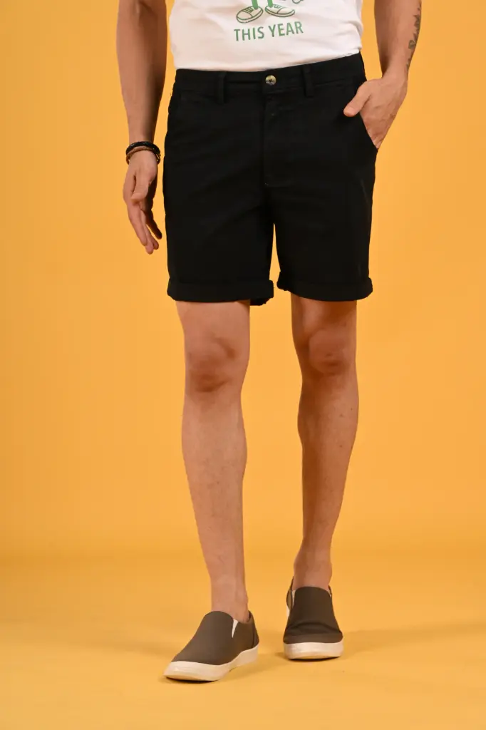 Forest Escape Basic Bermuda Shorts-  Black Beauty