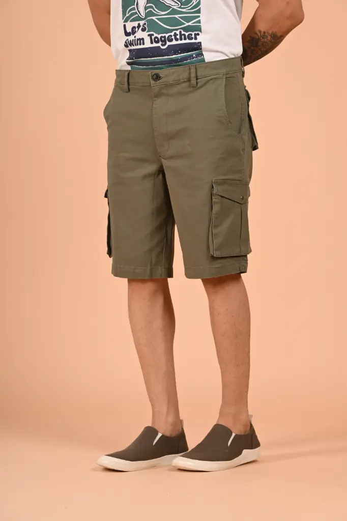 Breezy Day Out Cargo Shorts-  Deep Lichen Green