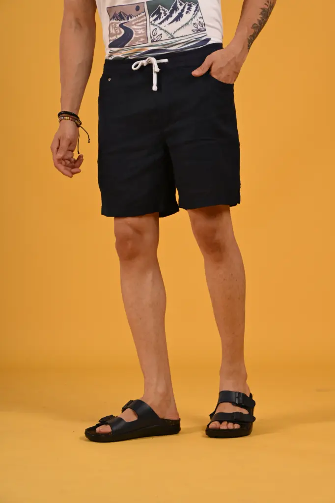 Seaside Sunday Breathable Linen Shorts-  Pageant Blue
