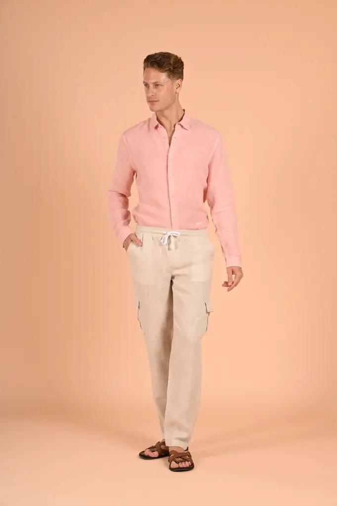 The Jungle Safari Linen Cargo Ribbed Pants-  Birch