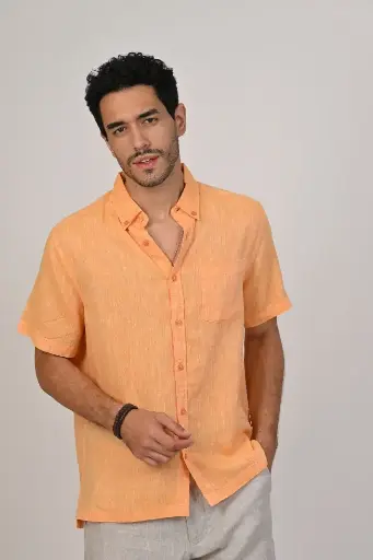 From peach to brown Linen Shirt