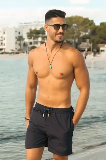 Plain Elastic Swim Shorts