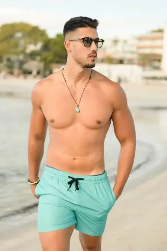 Plain Elastic Swim Shorts