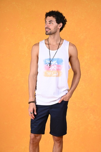 Beach Bliss Trio Tank Tee- Bright White