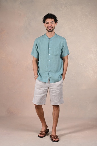 Breezy Basics Pure Linen Shirt- Aquifier
