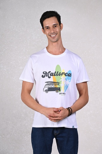 Surf the Mallorca Wave Crew T-Shirt- Bright White