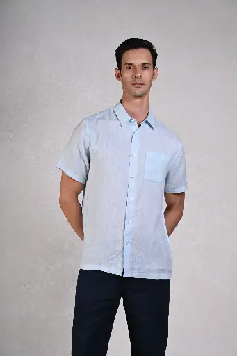 Timless Basics Pure Linen Shirt- Cool Blue