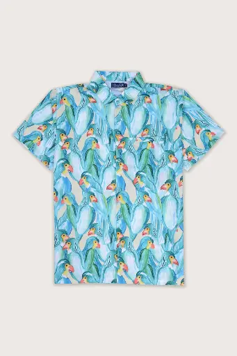 Winged Wonders Hawaiian Shirt- Sea Mist