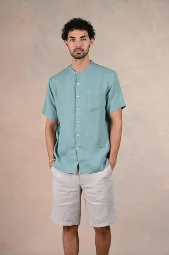 Breezy Basics Pure Linen Shirt- Aquifier