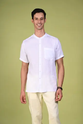 Breezy Basics Pure Linen Shirt- Brilliant White