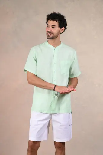 Breezy Basics Pure Linen Shirt- Clearly Aqua