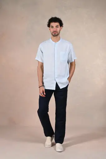 Breezy Basics Pure Linen Shirt- Cool Blue