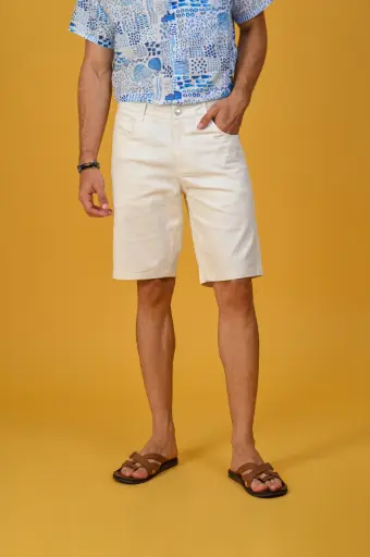 Casual Cool Comfort Denim 5-Pocket Shorts- Snow White