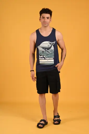 The "Whale of a Time" Coastal Tank Tshirt- Pageant Blue