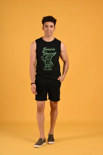 The "Invest in Yourself" Sando Tank Tshirt- Moonless Night