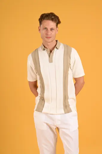 Riviera Ready: Wide-Stripe Color Block Polo Tshirt-Vintage