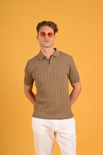 The Sophisticated Voyager Polo Tshirt-Cable Knit Rubber