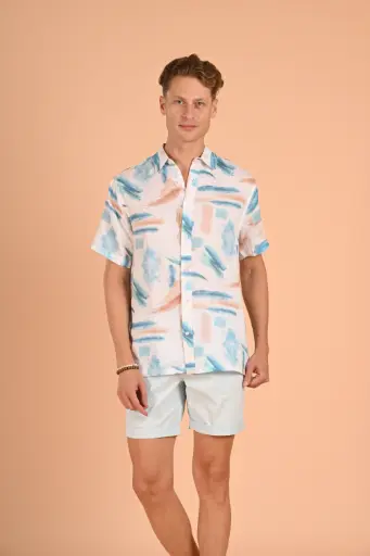 Modern Canvas Abstract Print Shirt