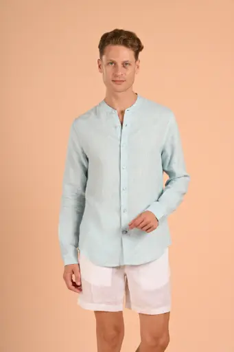 El Mandarin Classic Pure Linen Shirt-  Salt Air