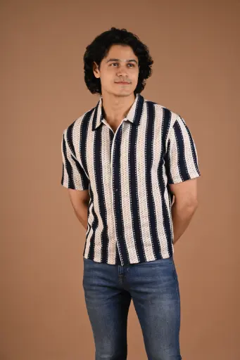 Black & White Textured Summer Shirt