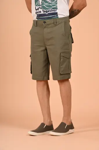 Breezy Day Out Cargo Shorts-  Deep Lichen Green