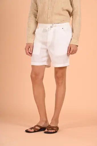 Seaside Sunday Breathable Linen Shorts-  Brilliant white