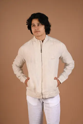 The Modern Nomad  Linen Utility Jacket- Birch